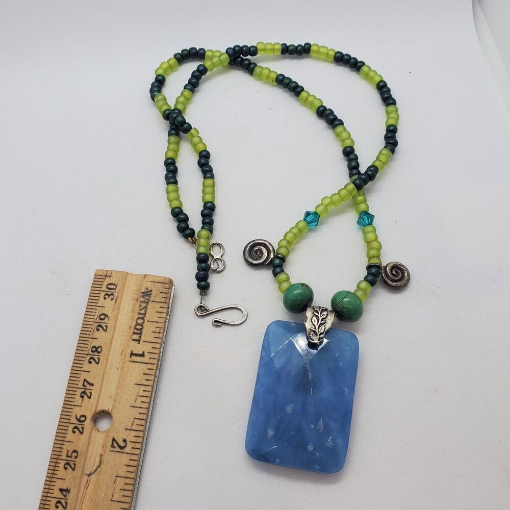 Sterling, Stone and Glass Necklace 20"